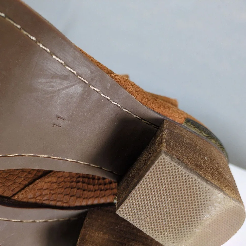 Jeffrey Campbell Cromwell Brown Western Ankle Boots Womens 11 Suede Leather